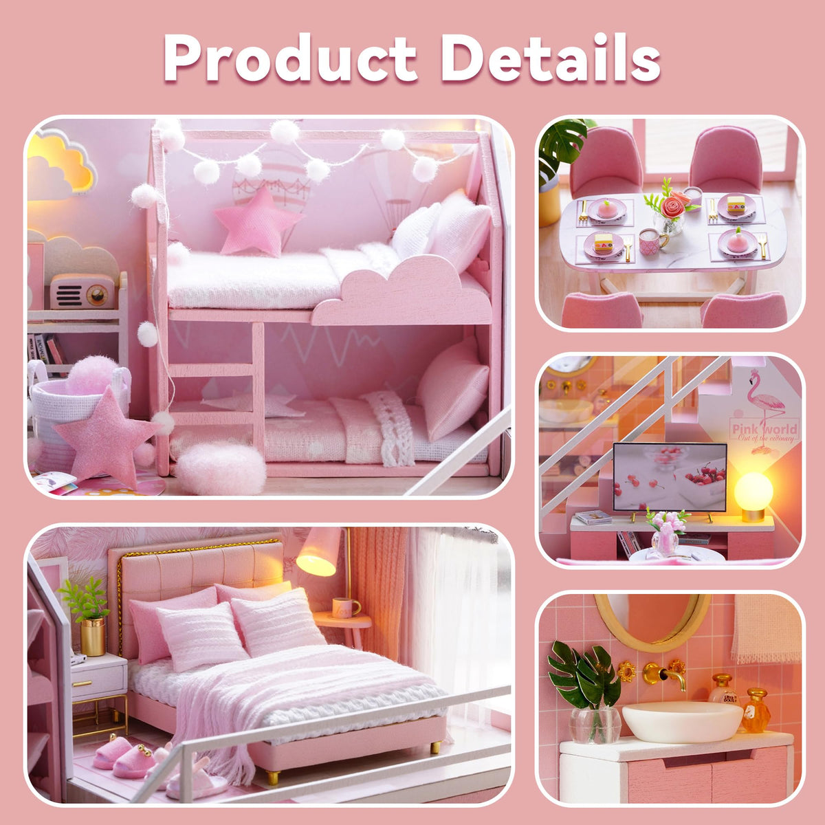 DIY Miniature Girlish Cute Home With LED Lights