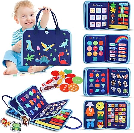Montessori 8 Pages Multi-functional Activity Busy Book - Blue