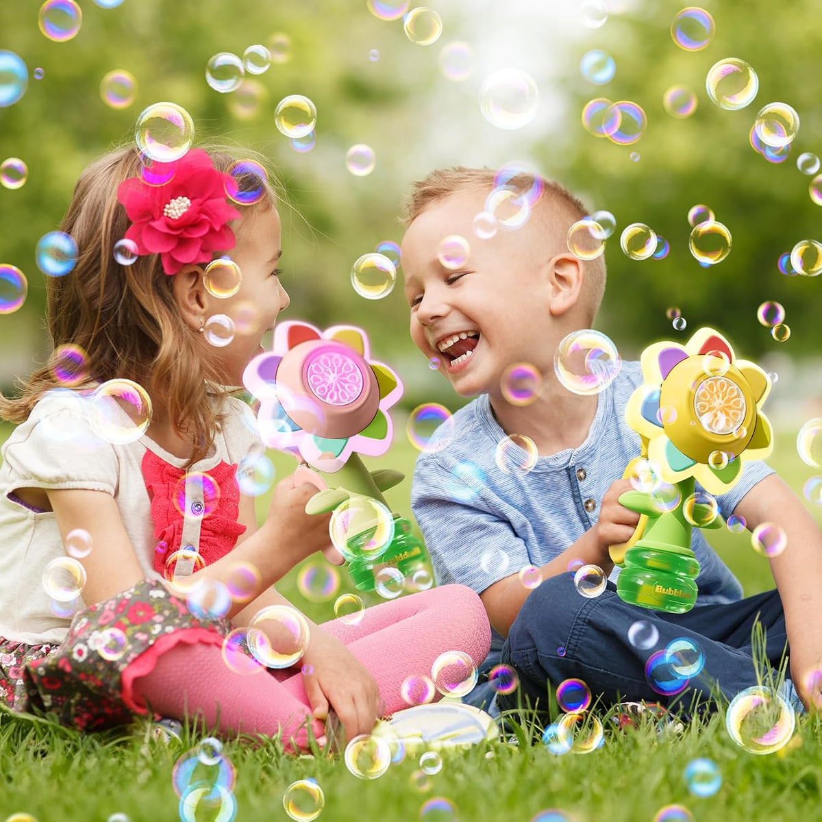 Electric Swing Seven-Color Flower Bubble Machine