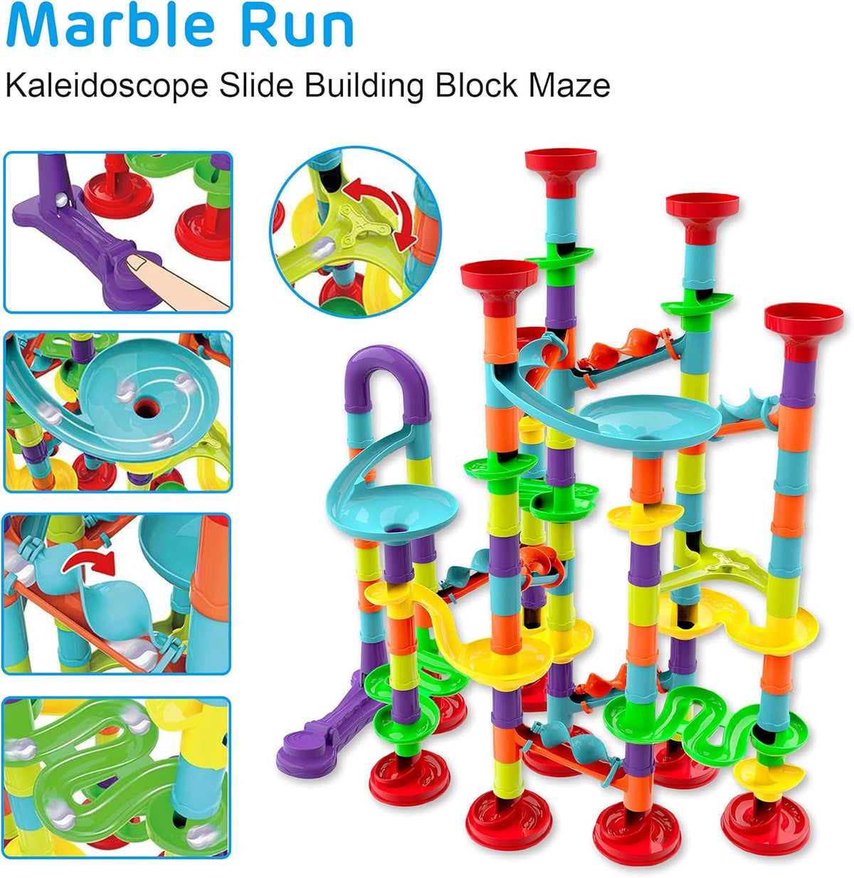 142Pcs DIY Marble Run Building Blocks Track