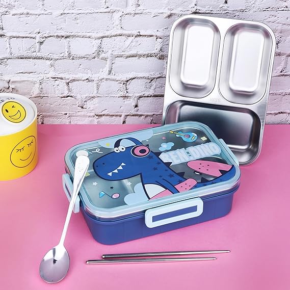 750ml Kids Stainless Steel Lunch Box With Spoon & Chopsticks