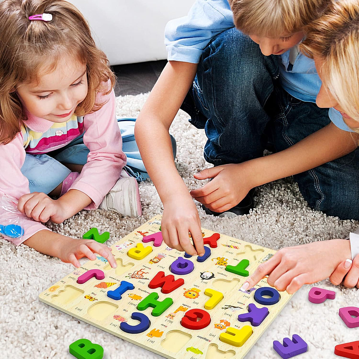 3D Wooden Alphabet Learning Puzzle Board