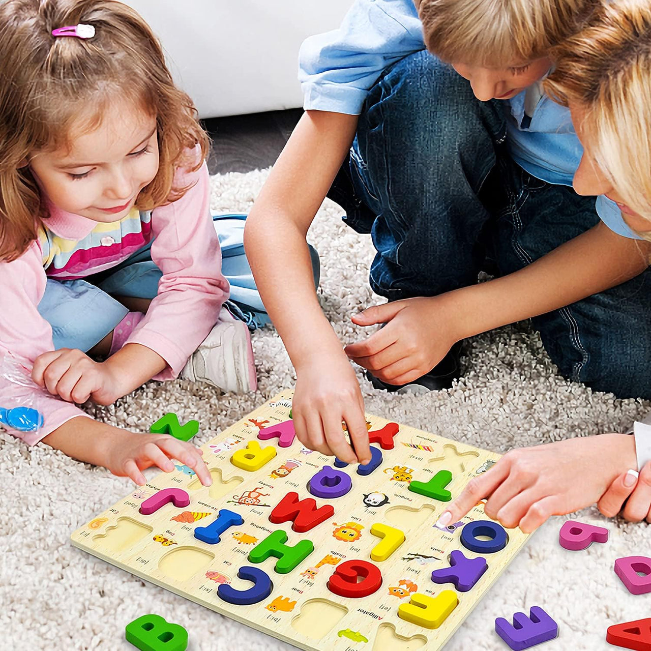 3D Wooden Alphabet Learning Puzzle Board