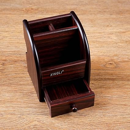 12cm Wooden Pen Holder Vase With Draw