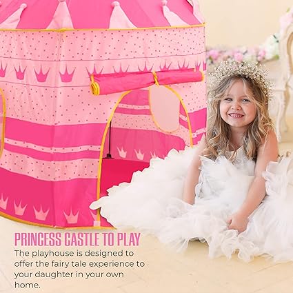 Portable Cubby Tent House For Kids - Pink