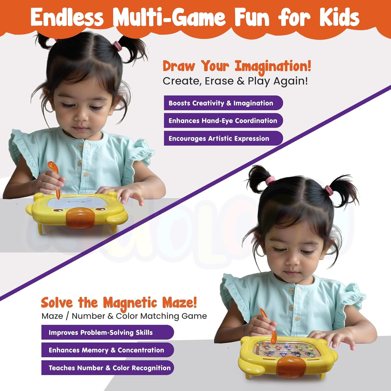 2 in 1 Premium Magnetic Beads & Drawing Board