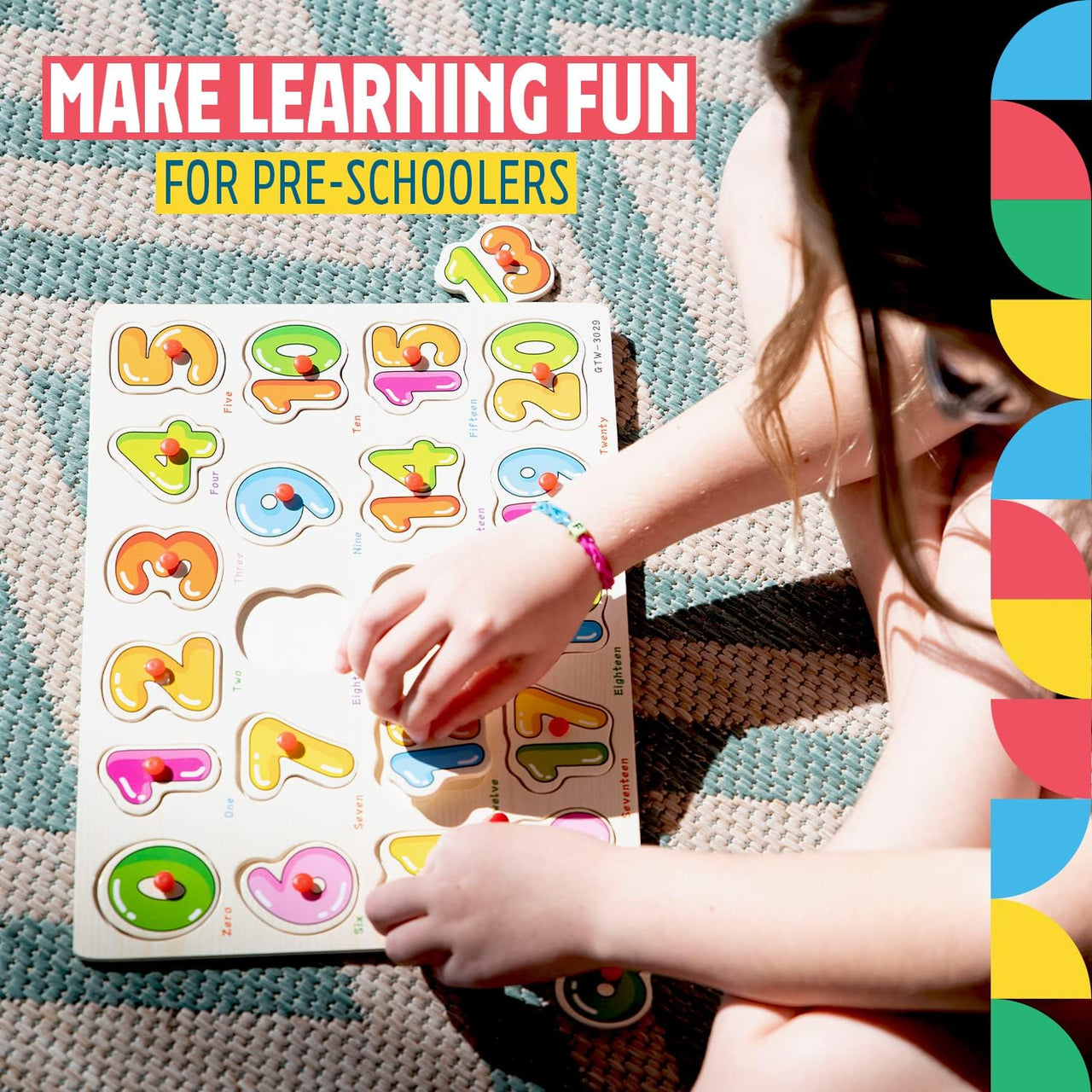 3D Wooden Number Puzzle Board 0-20
