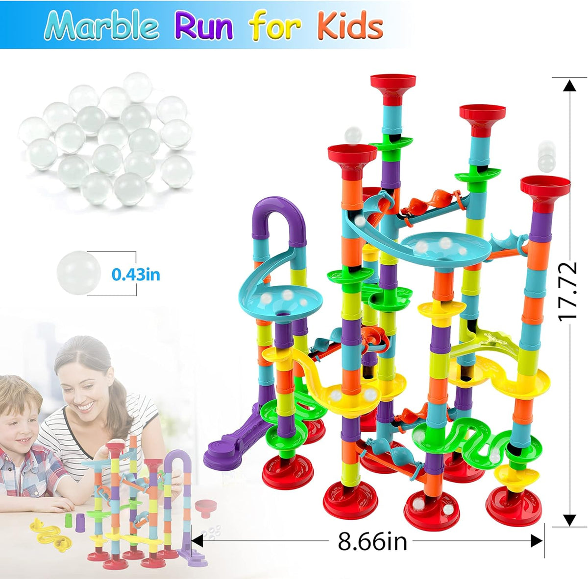 142Pcs DIY Marble Run Building Blocks Track