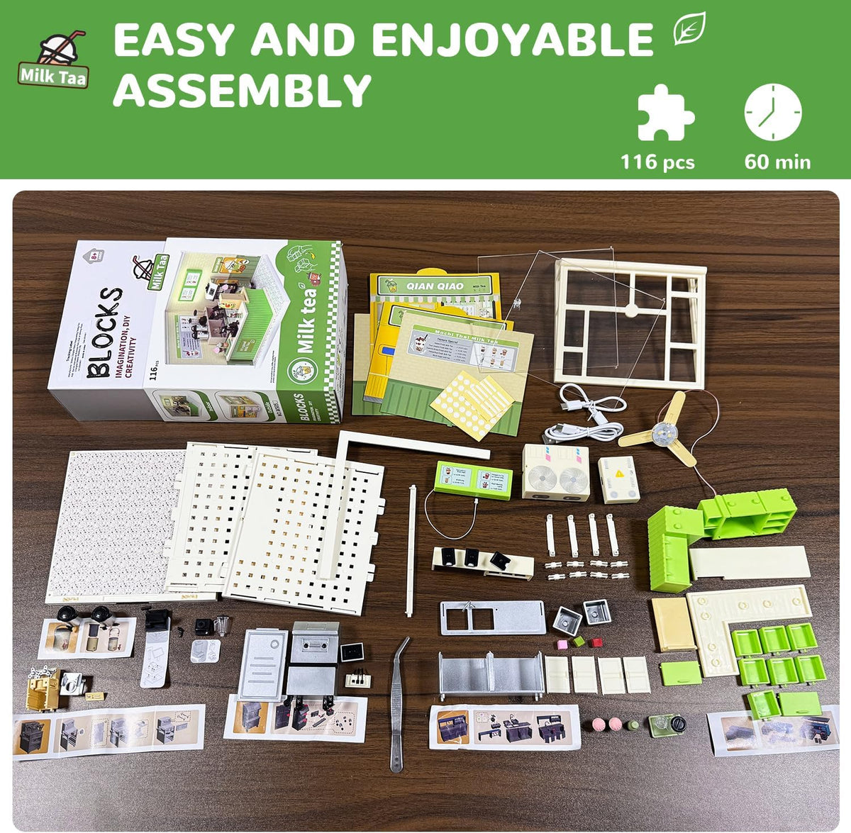 116Pcs DIY Miniature Milk Tea Shop For Kids