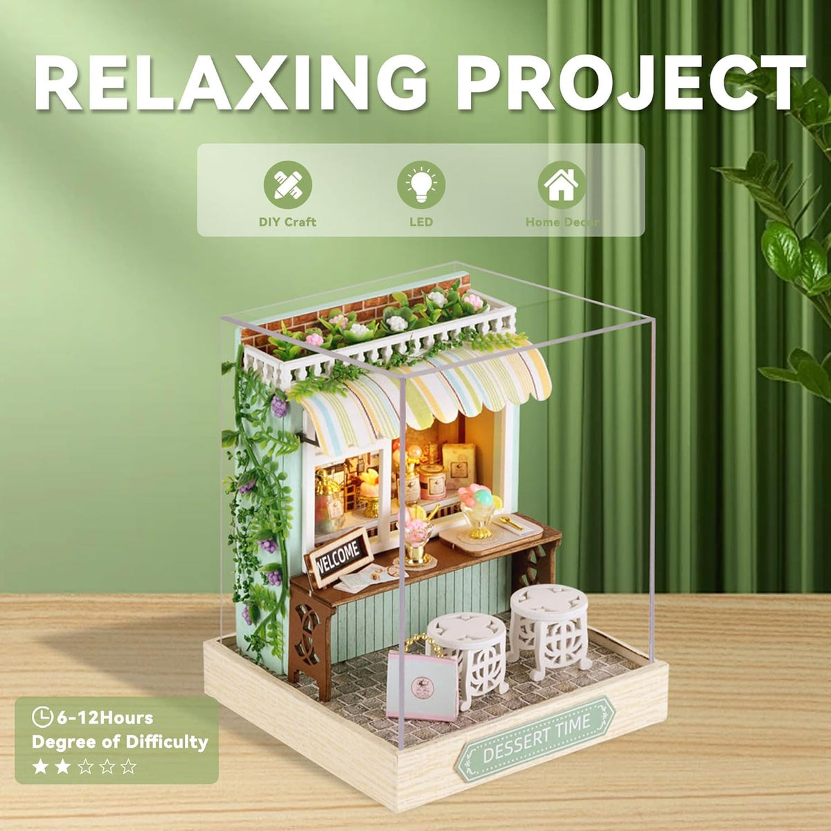 DIY Miniature Dessert Time Shop With LED Lights
