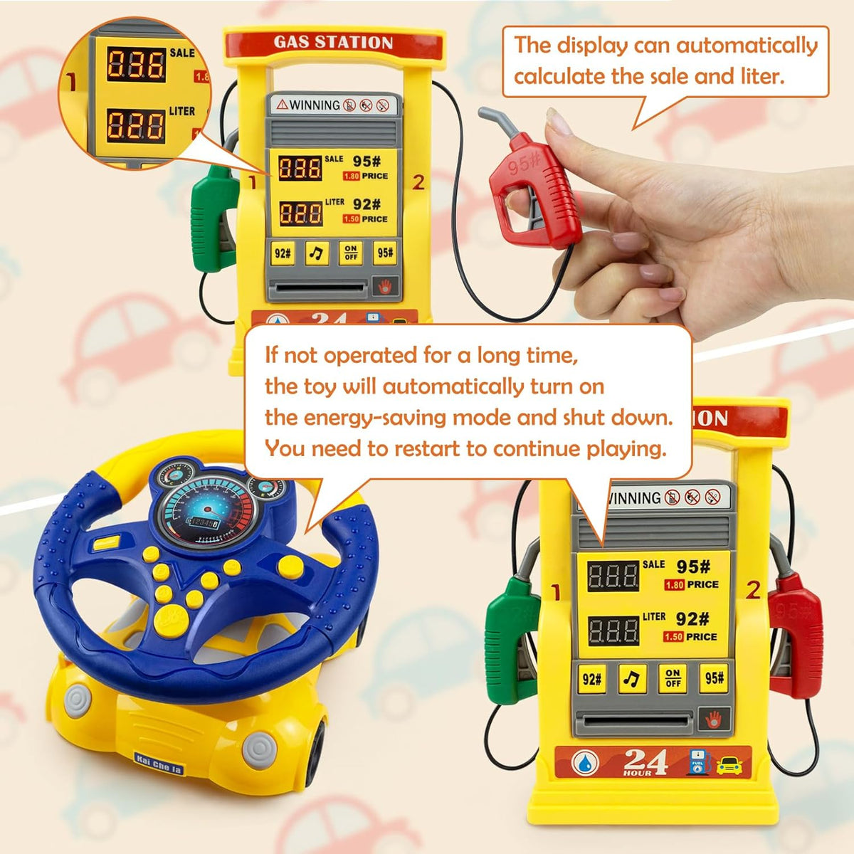 Electronic Gas Station Steering Wheel Toy