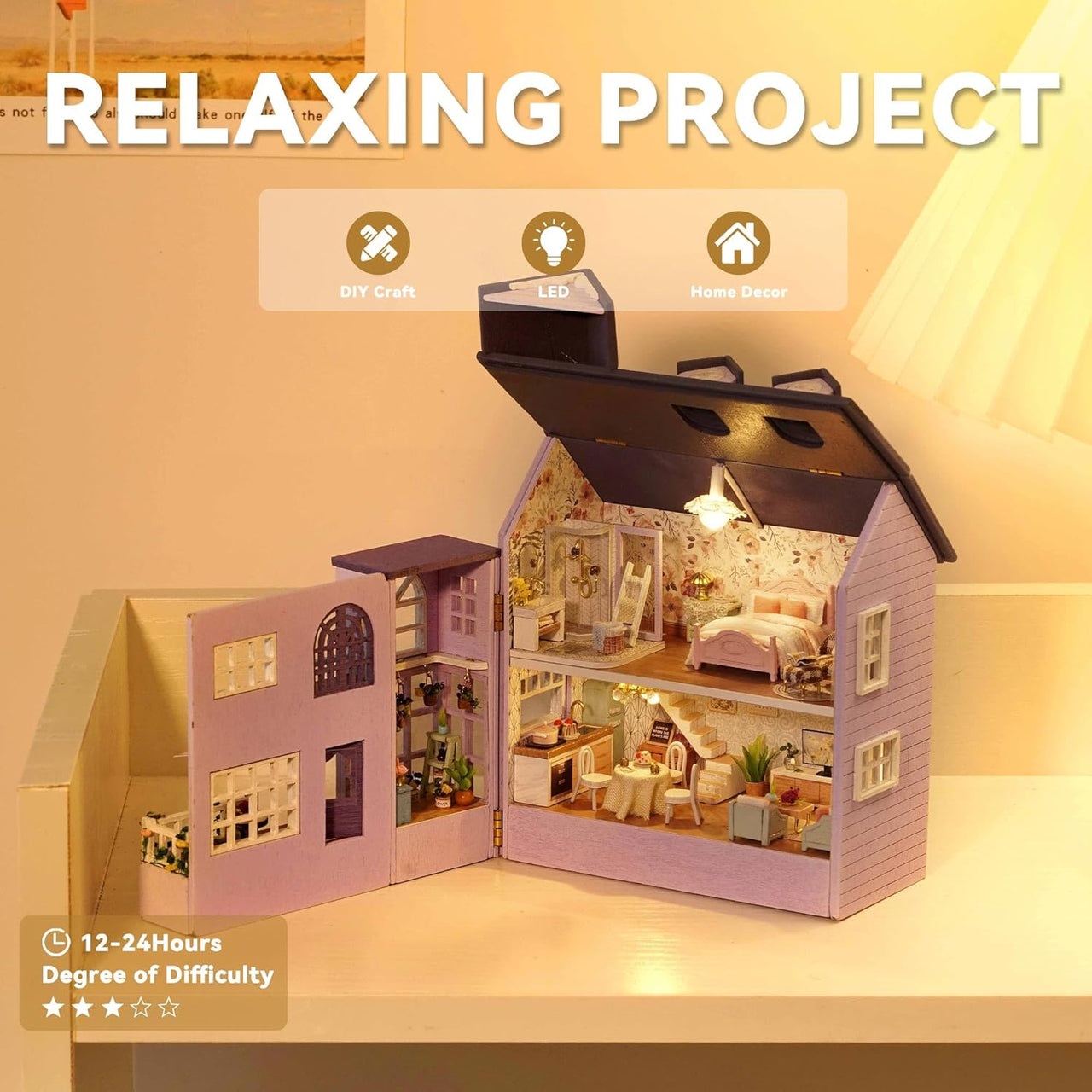 DIY Miniature Happy House With LED Lights