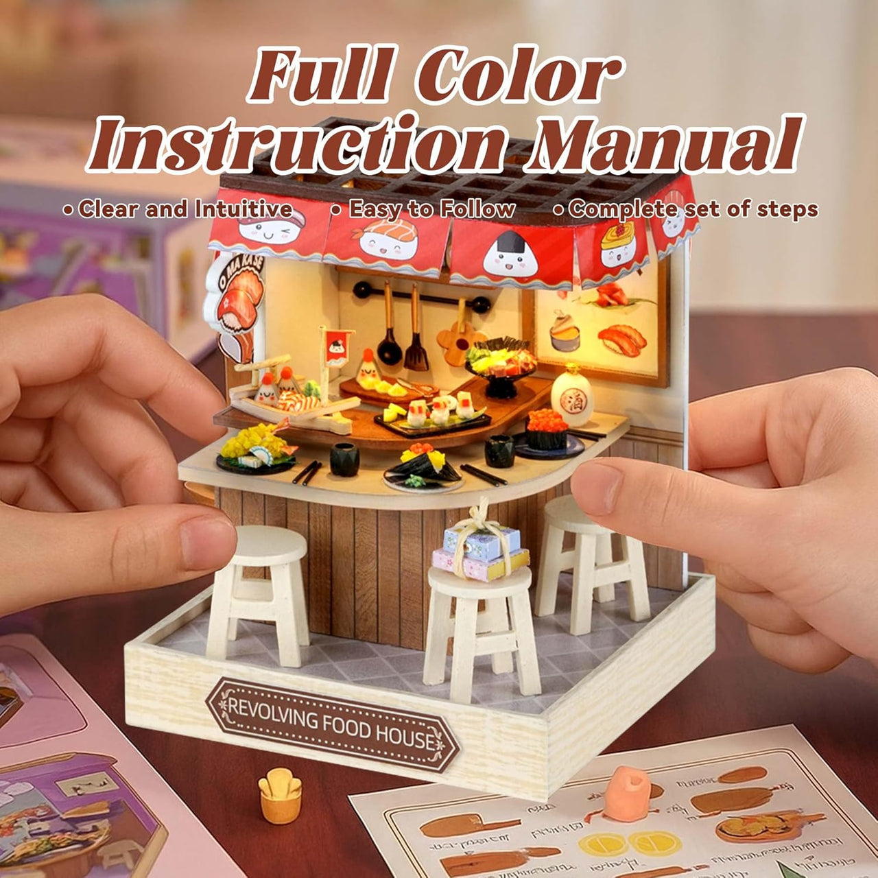 DIY Miniature Revolving Food House With LED Lights