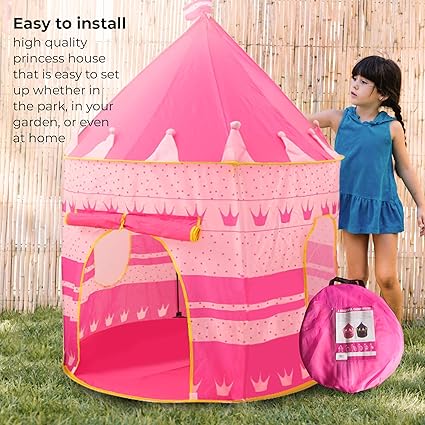 Portable Cubby Tent House For Kids - Pink