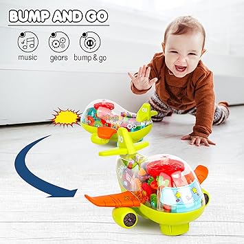 Electric Transparent Gear Air-plane Toy