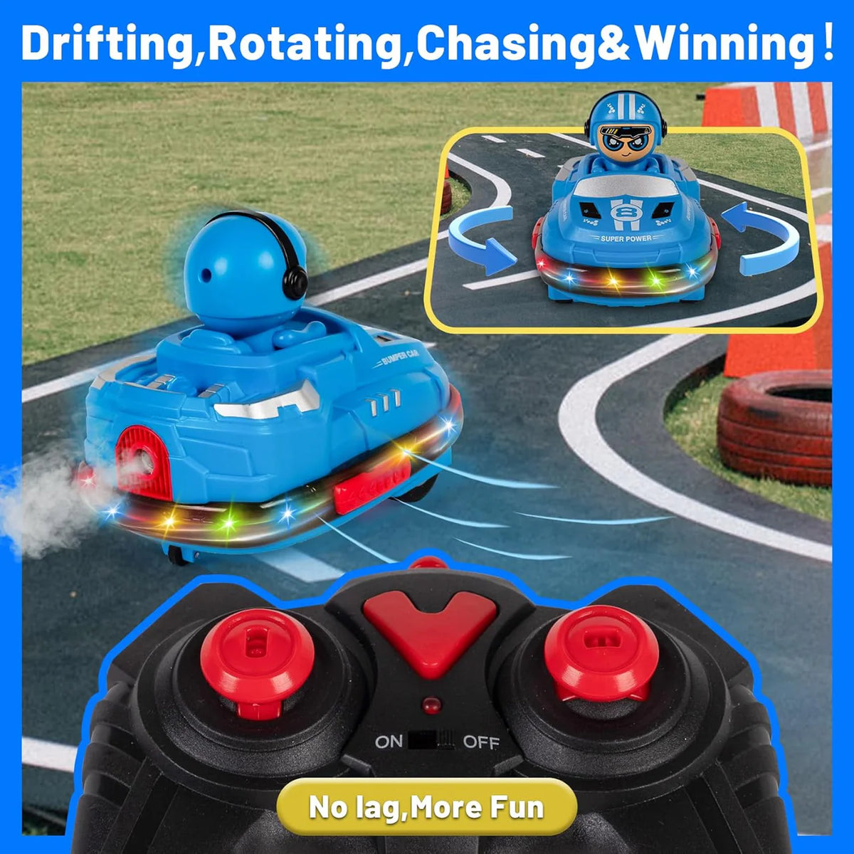 2Pcs RC Cute Mini Spray Bumper Cars