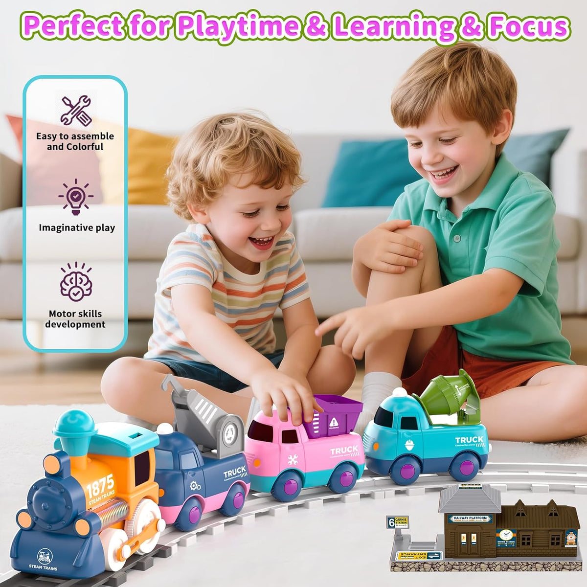 17Pcs Kids Locomotive Engineering Train Track Set