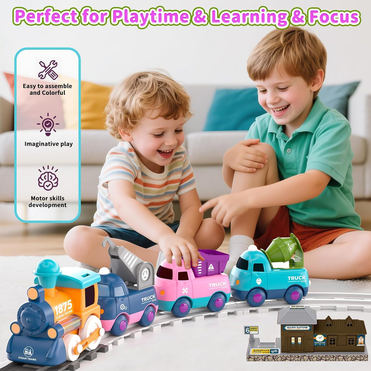 17Pcs Kids Locomotive Engineering Train Track Set