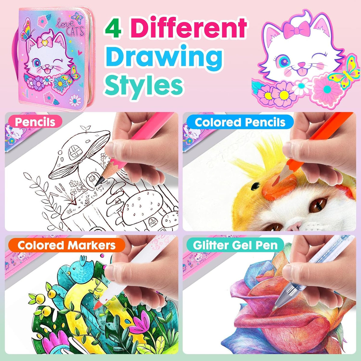 36Pcs Kitty Color Pencil Case