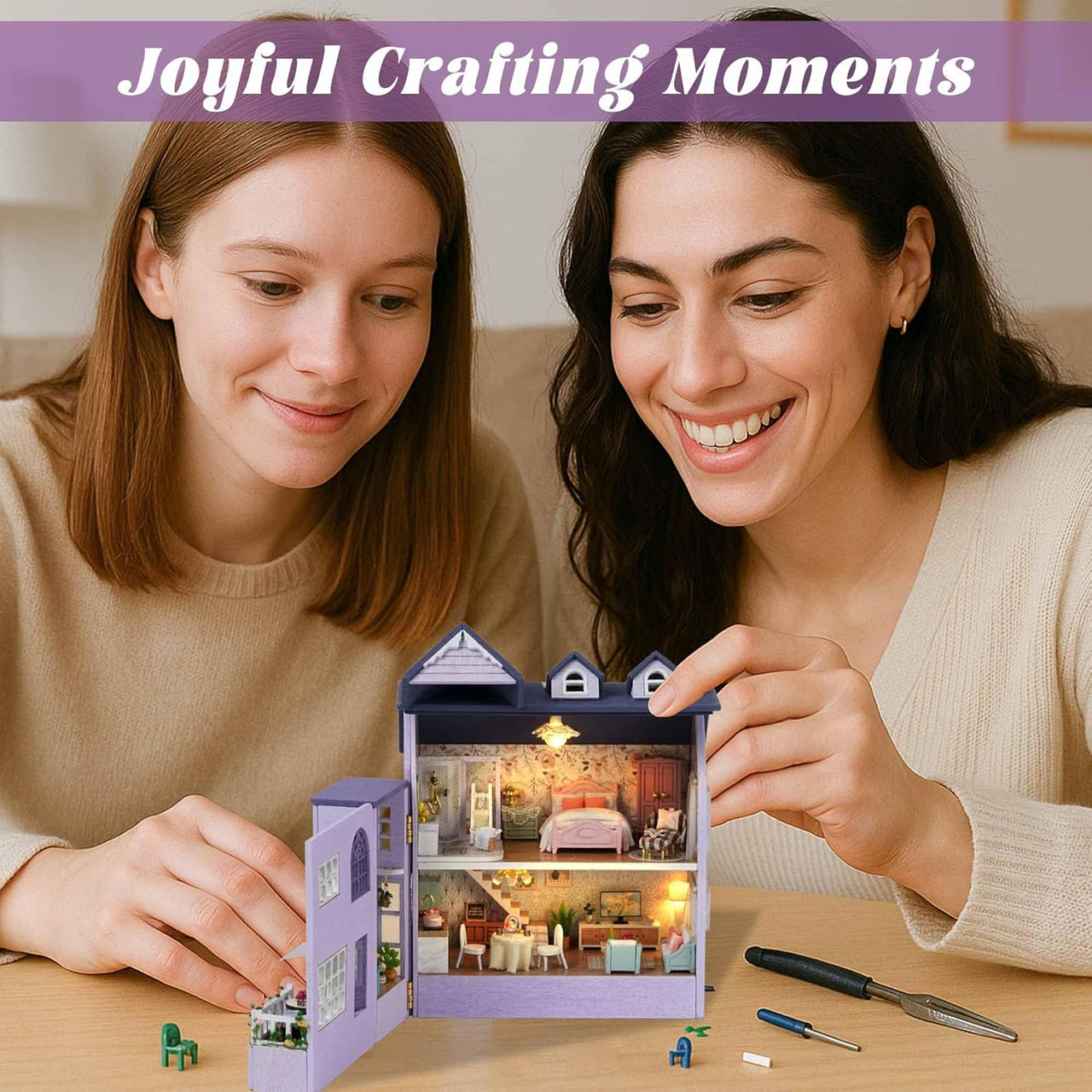 DIY Miniature Happy House With LED Lights