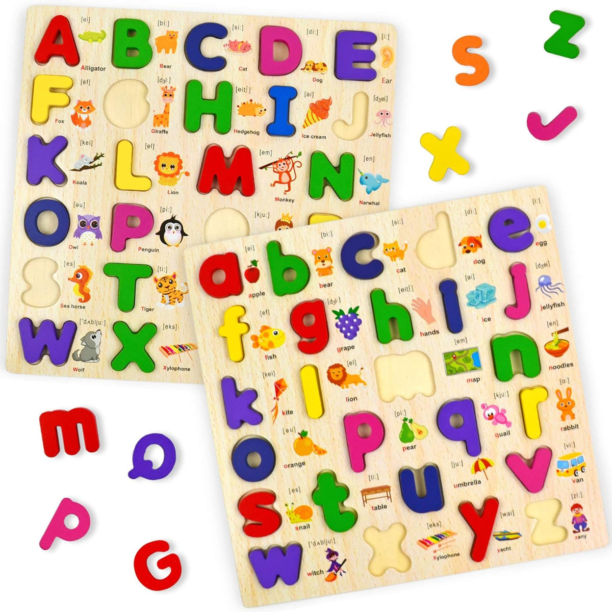 3D Wooden Alphabet Learning Puzzle Board
