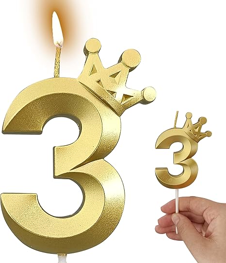 Number 3 Crown Designed Birthday Candle