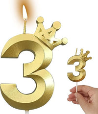 Number 3 Crown Designed Birthday Candle