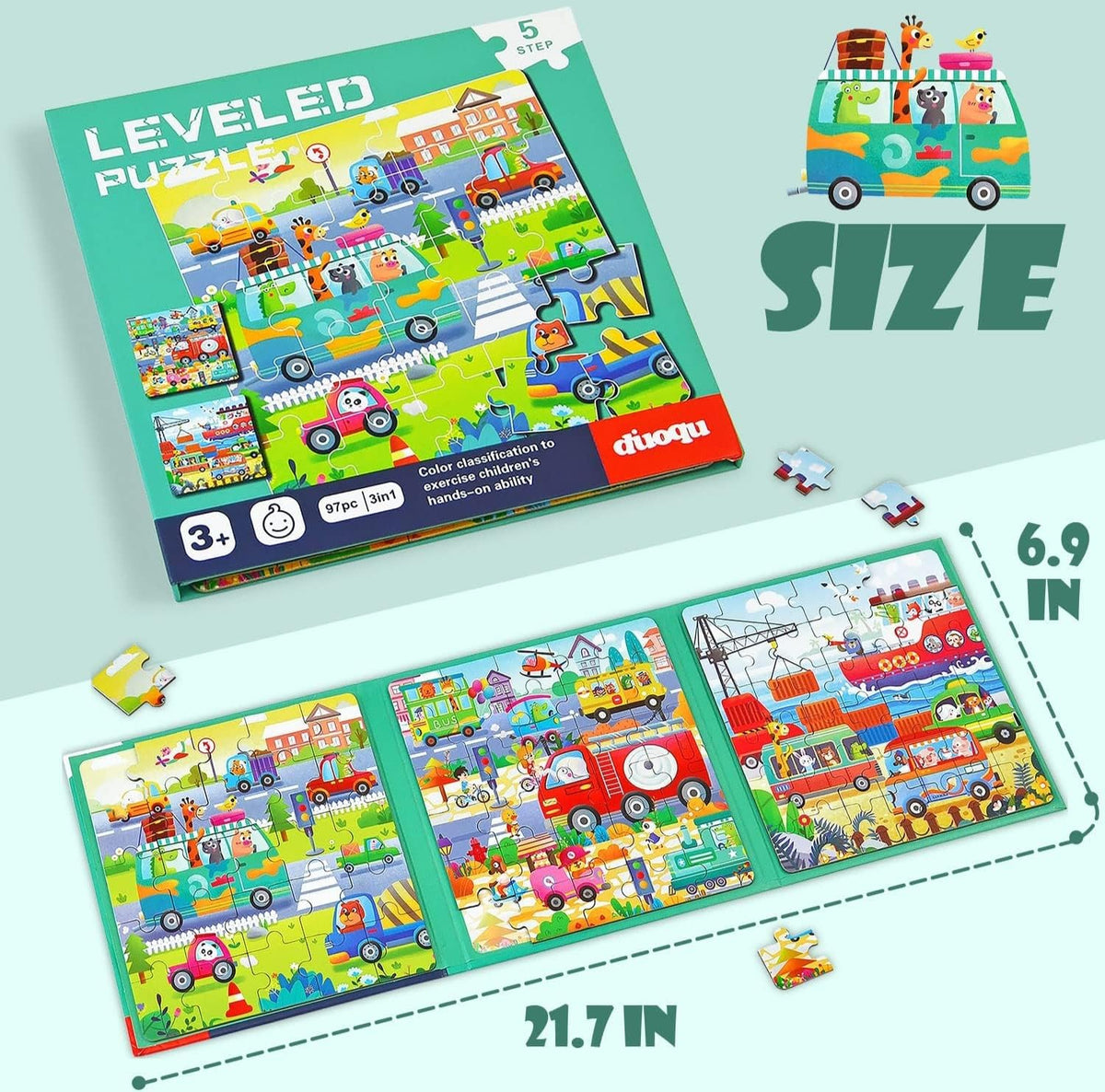 3in1 Magnetic Jigsaw Levelled Puzzle Book - Assortment