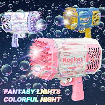 69 Holes Rechargeable Bazooka Colorful Bubble Gun
