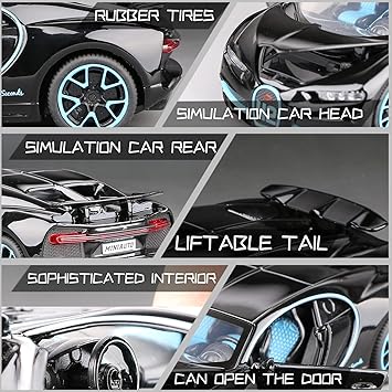 1:32 Diecast Bugatti Chiron With Acrylic Display Box - Black
