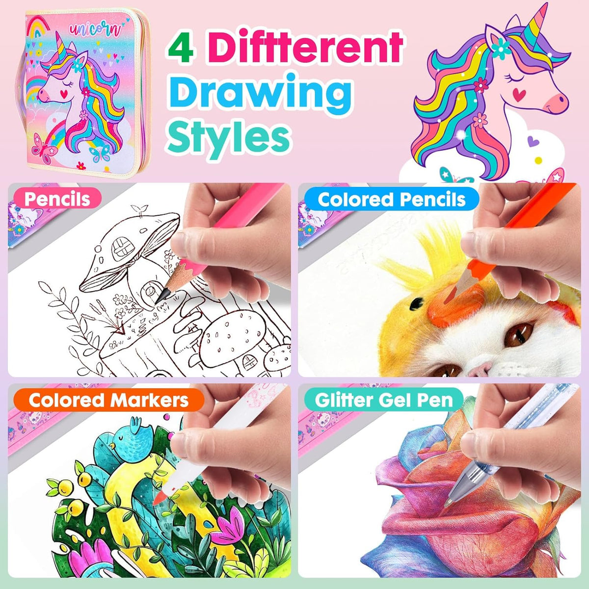 36Pcs Unicorn Color Pencil Case