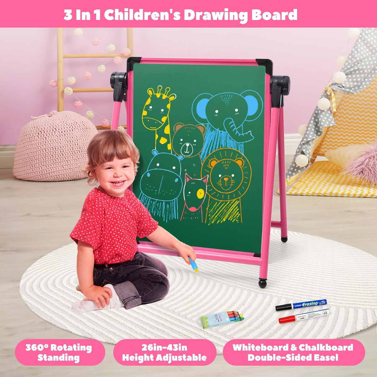 Children's Folding Easel Double-Sided Art Board