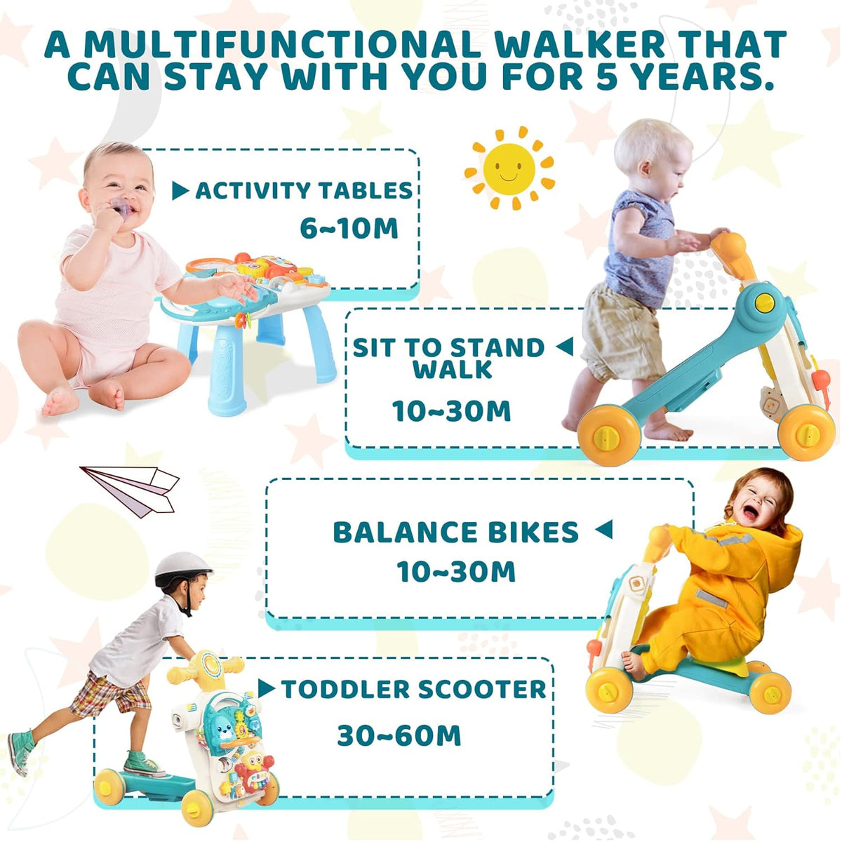 4in1 Multi-functional Baby Musical Walker - Green