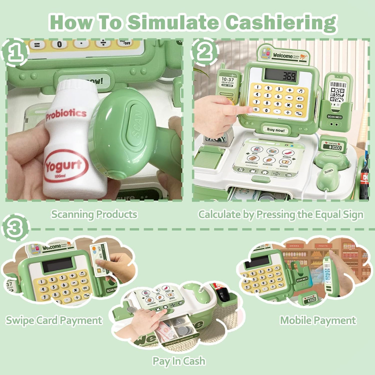 42Pcs Pretend Play Cash Register Toy