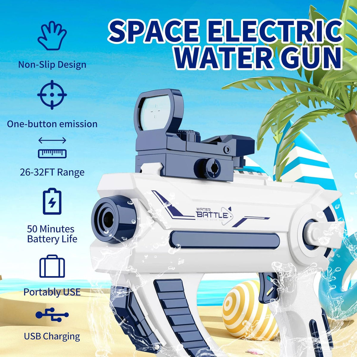 Electric Continuous Firing Space Water Gun