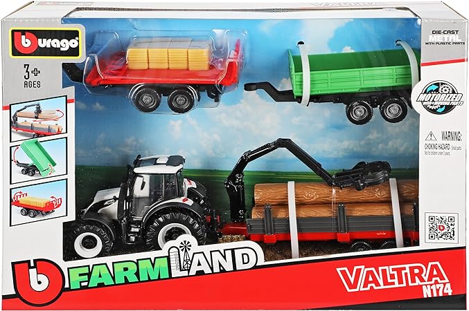 Bburago Farm Land Valtra N174 Tractor With Trailers