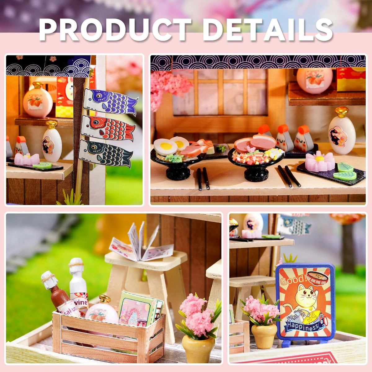 DIY Miniature Sakura Noodles Shop With LED Lights