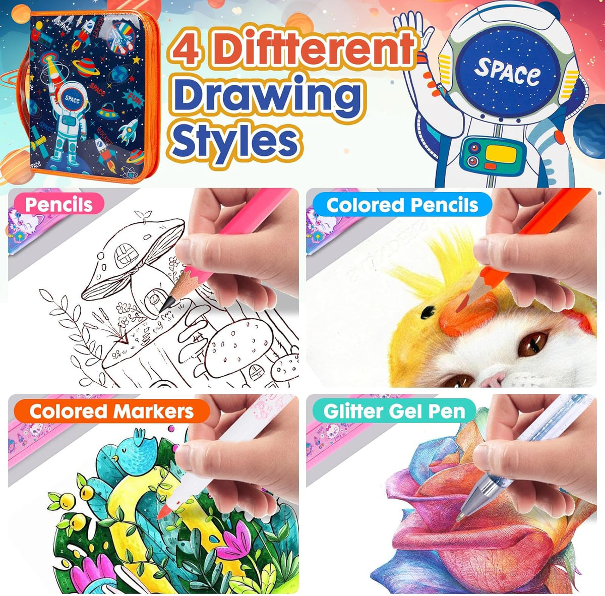 36Pcs Space Color Pencil Case