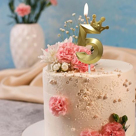 Number 5 Crown Designed Birthday Candle