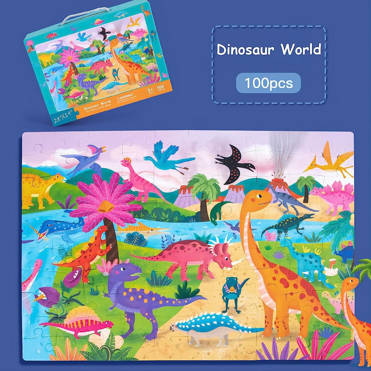 Dinosaur World 100 Pieces Jigsaw Puzzle