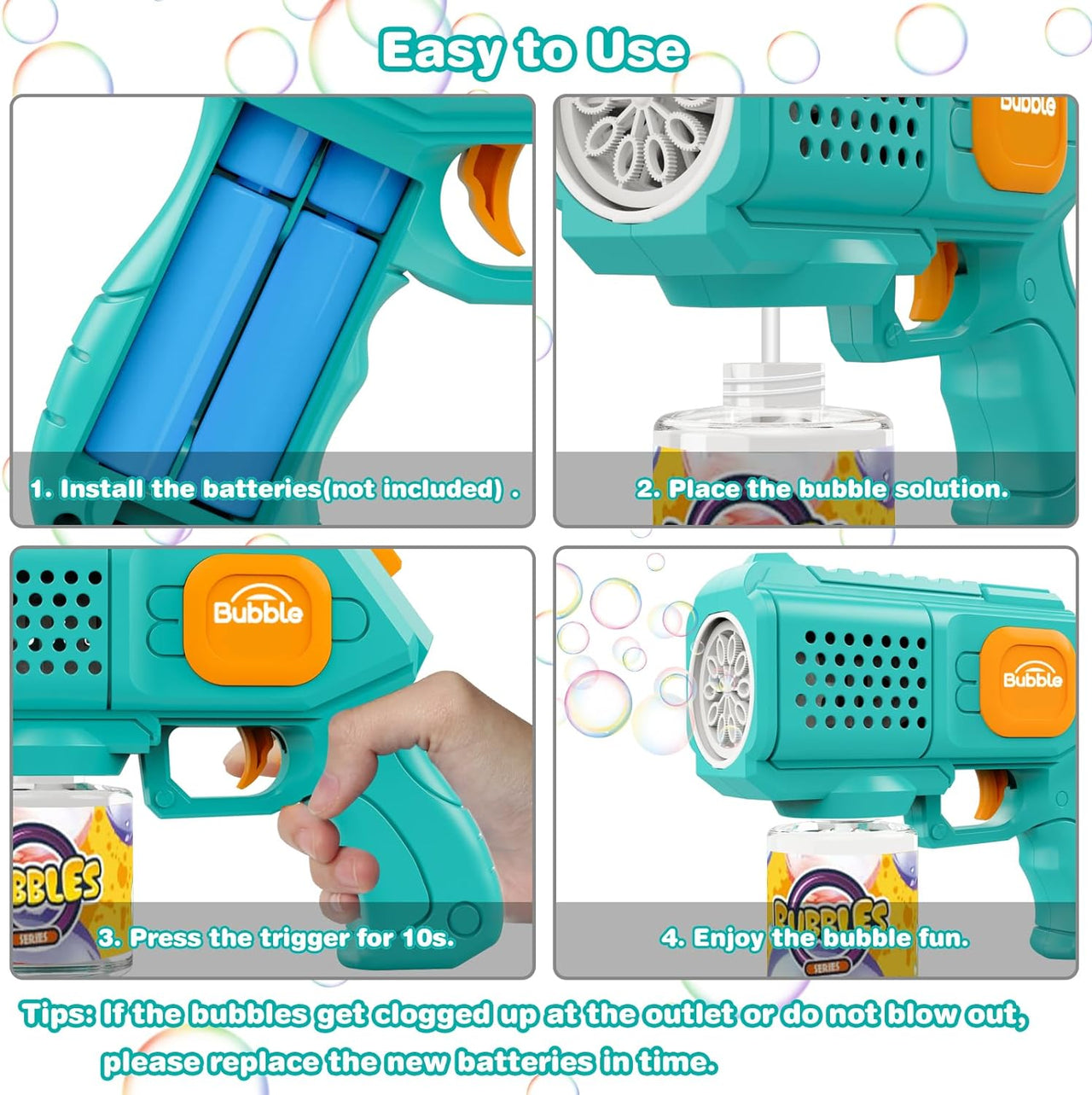 10 Holes Electric Lighting Fun Bubble Machine