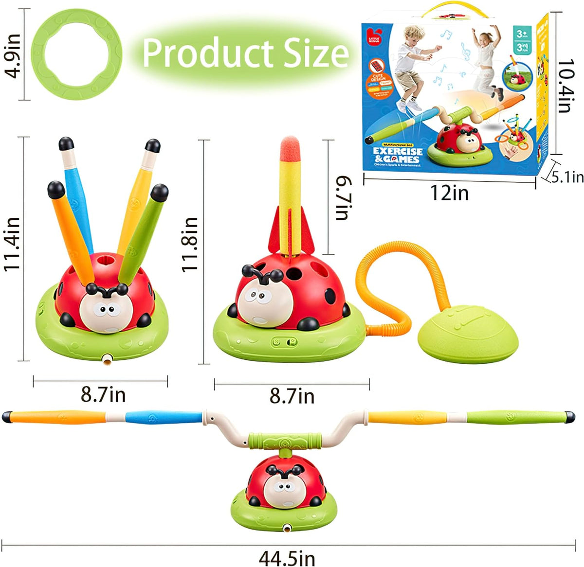 3in1 Multi-function RC Ladybug Exercise & Games Set