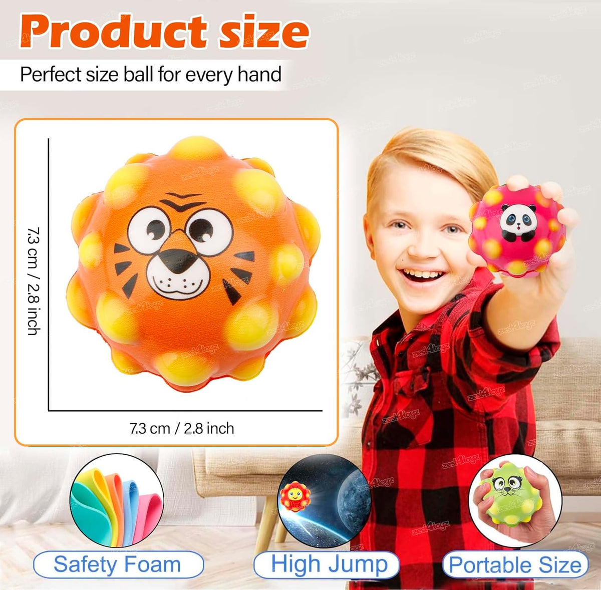 1Pc Mini Animal Face Colorful Bouncing Ball