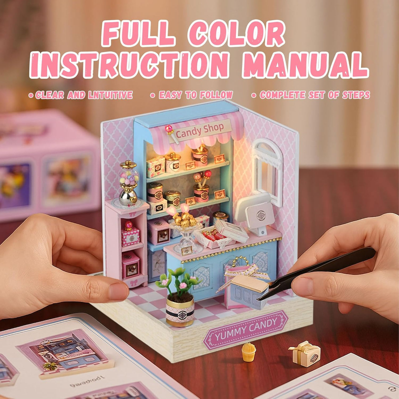 DIY Miniature Yummy Candy Shop With LED Lights