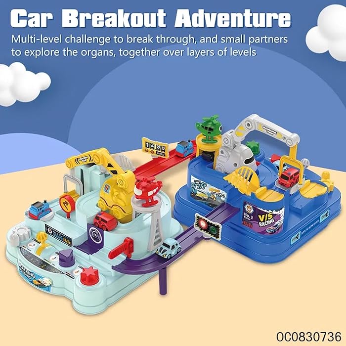 Manual Car Adventure Dual Version Track Set - 4Pcs Assorted Cars