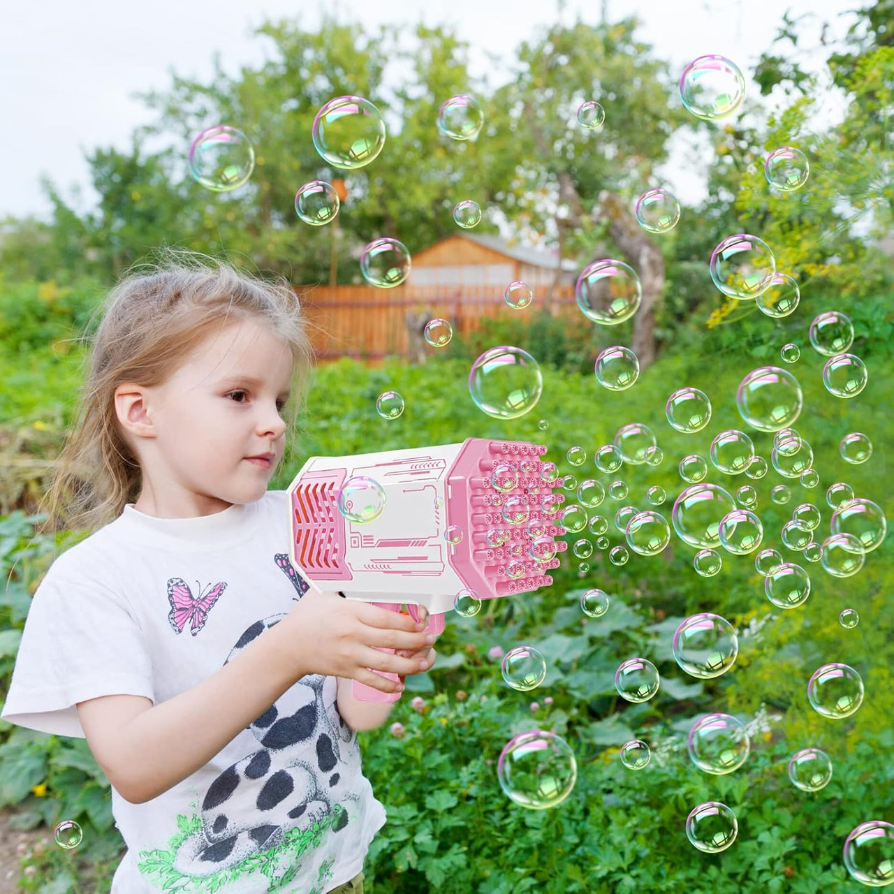 69 Holes Rechargeable Bazooka Colorful Bubble Gun