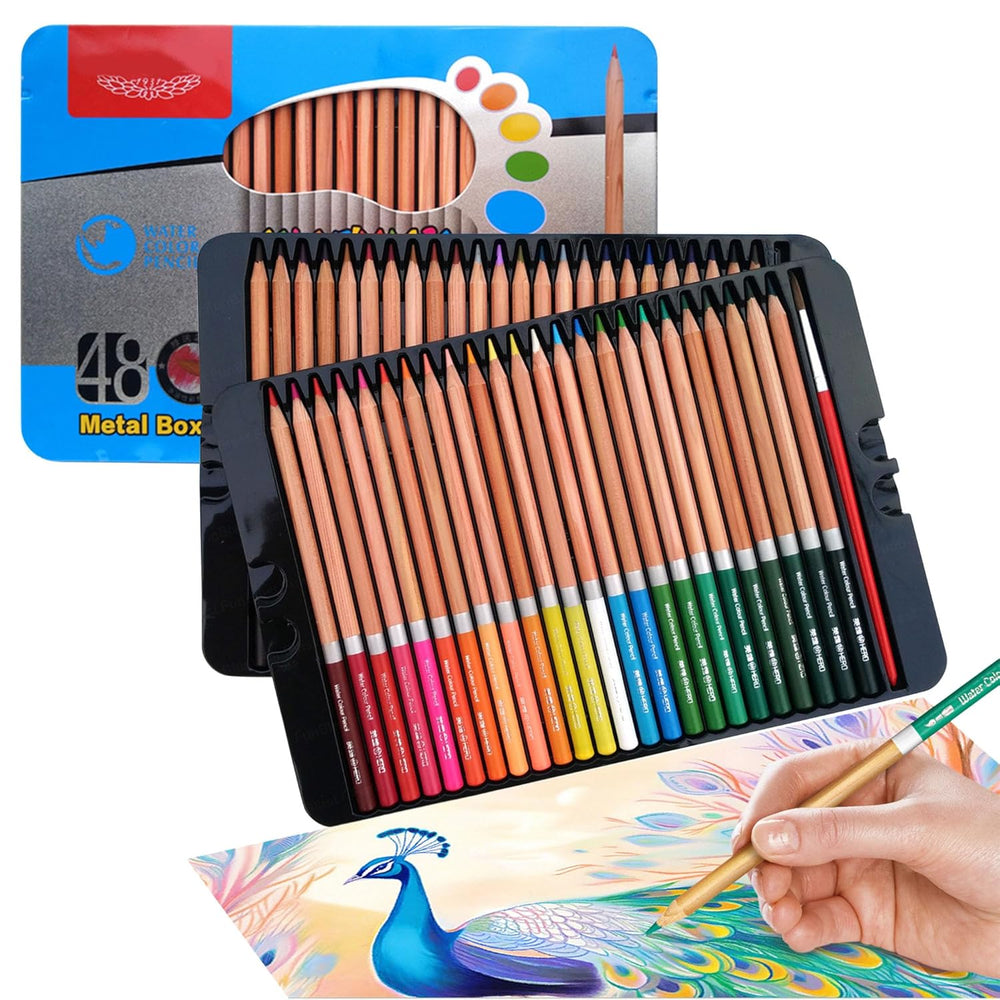 48Pcs Water Color Pencils Set With Tin Box