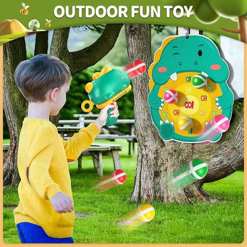 Manual Dinosaur Sticky Ball Shooting Gun With Plush Target