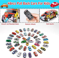 48Pcs Mini Pullback Cars Set With Storage Box