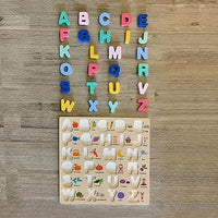 Wooden Capital Letters A-Z With Shapes Board
